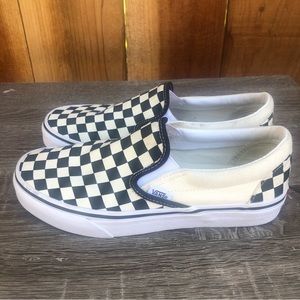 Vans Black and White Checkerboard Slip-On Low Top Shoes Women's 9 Men's 7.5